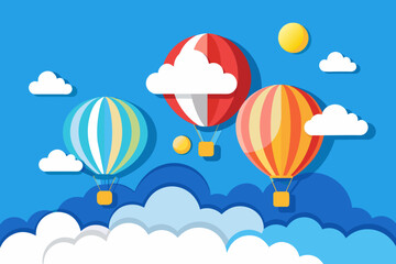 Air balloon in the blue sky vector illustration