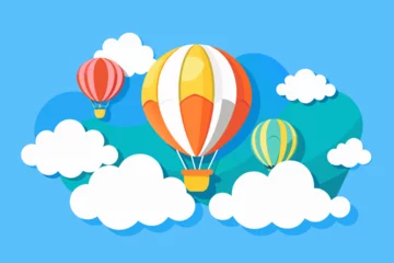 Cercles muraux Montgolfière Air balloon in the blue sky vector illustration