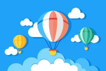 Cercles muraux Montgolfière Air balloon in the blue sky vector illustration