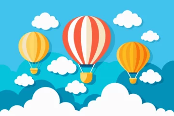 Fotobehang Luchtballon Air balloon in the blue sky vector illustration