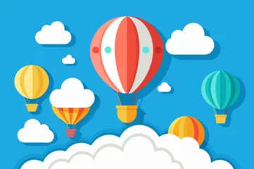 Poster Luchtballon Air balloon in the blue sky vector illustration