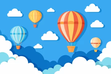 Papier Peint photo Lavable Montgolfière Air balloon in the blue sky vector illustration