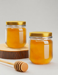 jar of honey with dipper