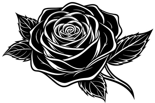 Rose flower silhouette vector art illustration