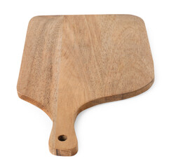 One wooden cutting board on white background