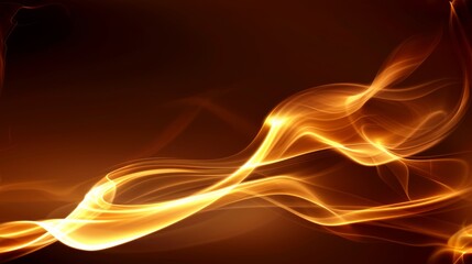 Fototapeta premium a close up of a fire on a black background with a blurry image of a wave of orange and yellow smoke.