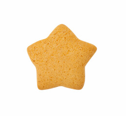 Tasty star shaped Christmas cookie isolated on white, top view