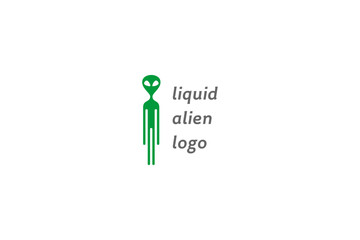 Template logo design solution with liquid  alien from another planet simple image