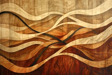 abstract organic brown wallpaper background illustration. curved warm earth tones in lines and waves flowing like rivers or roots as natural ground surface design connection concept. 