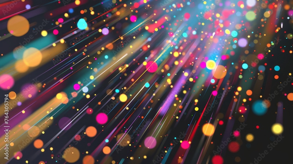 Poster a burst of colorful dots and lines arranged in a dynamic pattern ai generated illustration