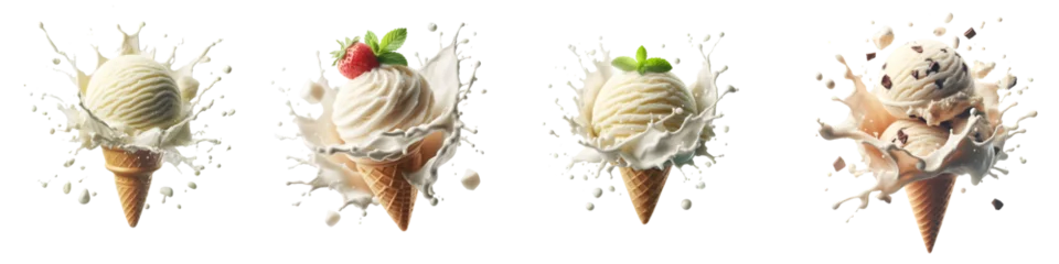 Foto op Plexiglas original ice cream cone splash isolated png © G-Design