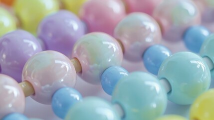 A close-up of pastel-colored beads on an abacus  AI generated illustration