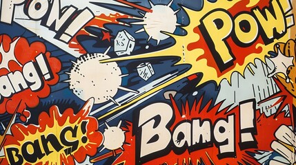 Comic book speech bubbles pow and bang AI generated illustration - obrazy, fototapety, plakaty