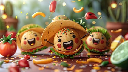 Fototapeta na wymiar Greeting Card and Banner Design for Social Media or Educational Purpose of National Crunchy Taco Day Background