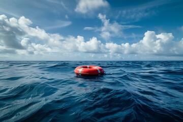 Life Preserver Floating in a Calm Ocean