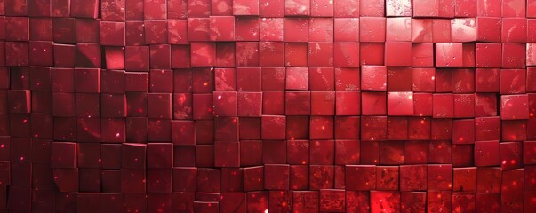 Abstract red background with cubes.