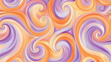 Obraz premium A fun and funky wallpaper with pastel orange and purple swirls that spark joy AI generated illustration