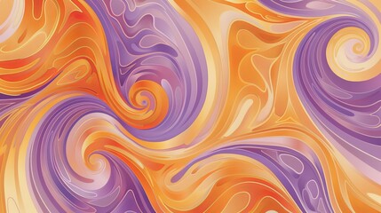 Obraz premium A fun and funky wallpaper with pastel orange and purple swirls that spark joy AI generated illustration