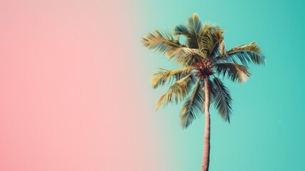 Fototapeta premium A geometric representation of a palm tree against a solid color background AI generated illustration