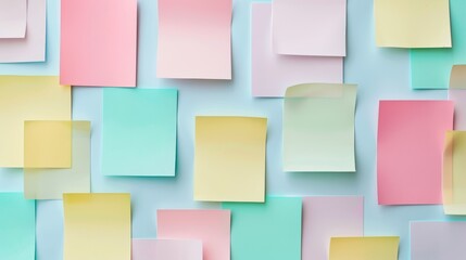 Fototapeta na wymiar A minimalist composition of pastel-colored sticky tabs AI generated illustration