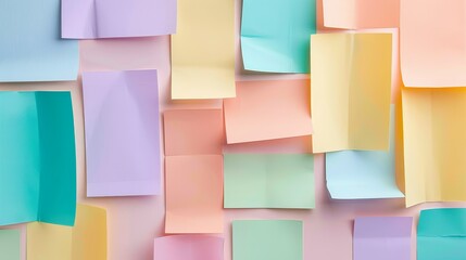 A minimalist composition of pastel-colored sticky tabs AI generated illustration