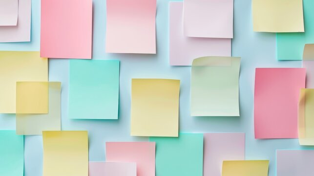 A minimalist composition of pastel-colored sticky tabs AI generated illustration