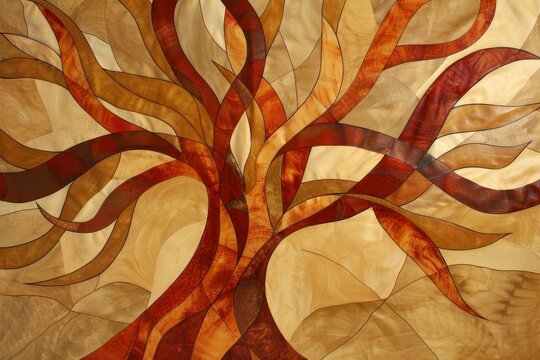 Organic Abstract Background with Flowing Branch Lines in Warm Earth Tones