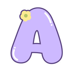 Fototapeta premium Cute purple Alphabet Letter A