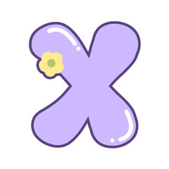 Cute purple Alphabet Letter X