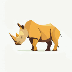 Fun rhinoceros flat vector isolated on white backgr