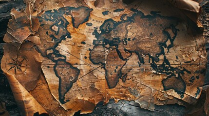 A torn map covered in dirt and grime  AI generated illustration