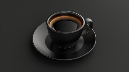 Obraz premium Black coffee cup on a saucer AI generated illustration