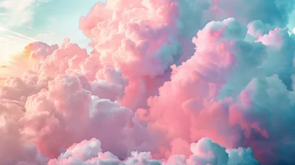 Behangcirkel Dreamy clouds in shades of cotton candy pink AI generated illustration © Olive Studio