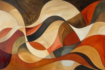 abstract colorful organic geometric wallpaper background illustration. curved warm earth tones in lines and waves flowing as natural ground surface design connection concept. 