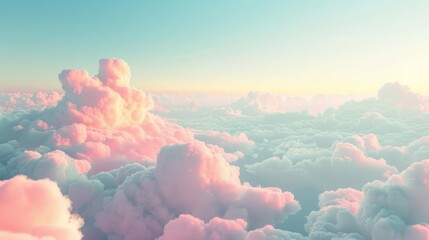 Creamy pastel clouds floating in a bright welcoming sky  AI generated illustration