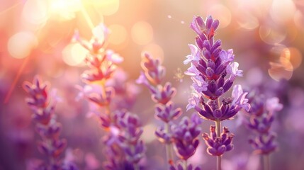 Fototapeta na wymiar Delicate lavender blooms bursting with tranquil energy AI generated illustration