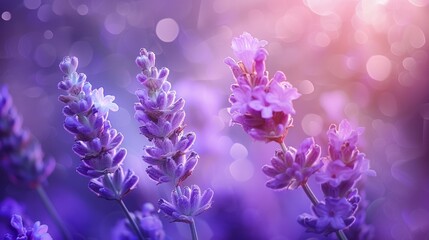 Delicate lavender blooms bursting with tranquil energy  AI generated illustration