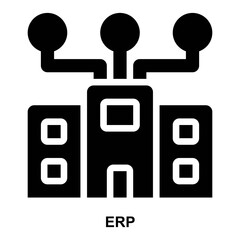erp, enterprise, resource, planning, company, corporate, system expanded solid or glyph style icon for web mobile app presentation printing