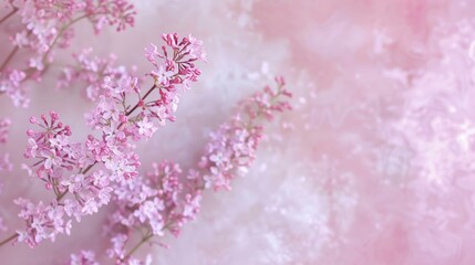 Whispering lilac blossoms against a pale pink backdrop  AI generated illustration