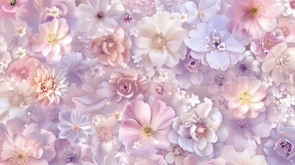 Soft pastel pink and lavender shades in a charming pattern of delicate flowers AI generated illustration