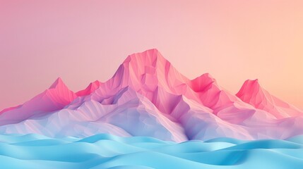 Vibrant Pastel Gradient Peaks in 3D Clay Cartoon Mountain Landscape