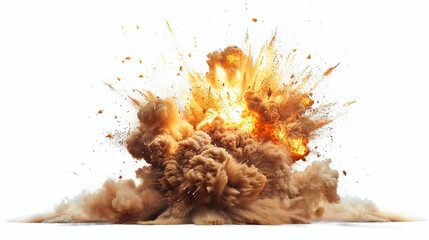 Fototapeta na wymiar Explosive Force: Abstract Illustration of Exploding Bomb in Minimalist Style on White Background.
