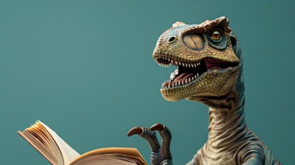 A dinosaur giving a dramatic reading of a silly story  AI generated illustration