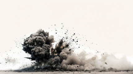 Explosive Force: Abstract Illustration of Exploding Bomb in Minimalist Style on White Background.