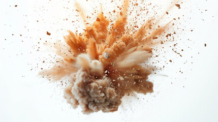 Explosive Force: Abstract Illustration of Exploding Bomb in Minimalist Style on White Background.