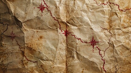 A faded map with a trail of red X marks AI generated illustration - obrazy, fototapety, plakaty