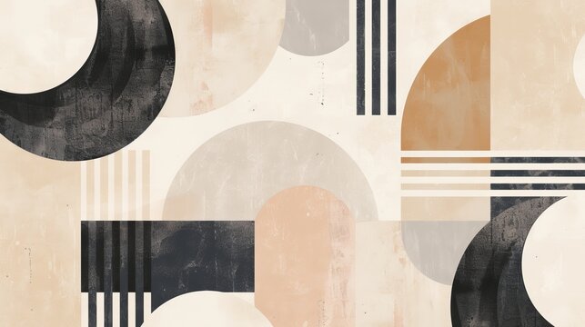Abstract geometric patterns in a neutral color palette AI generated illustration