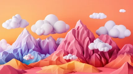 Foto op Aluminium 3d clay mountain sculpted from oil-based clay depicting a surreal landscape © Sittichok