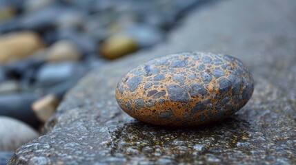 Close-up of a single pebble with interesting texture AI generated illustration