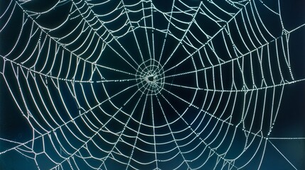 Intricate details of a spider web against a dark background  AI generated illustration